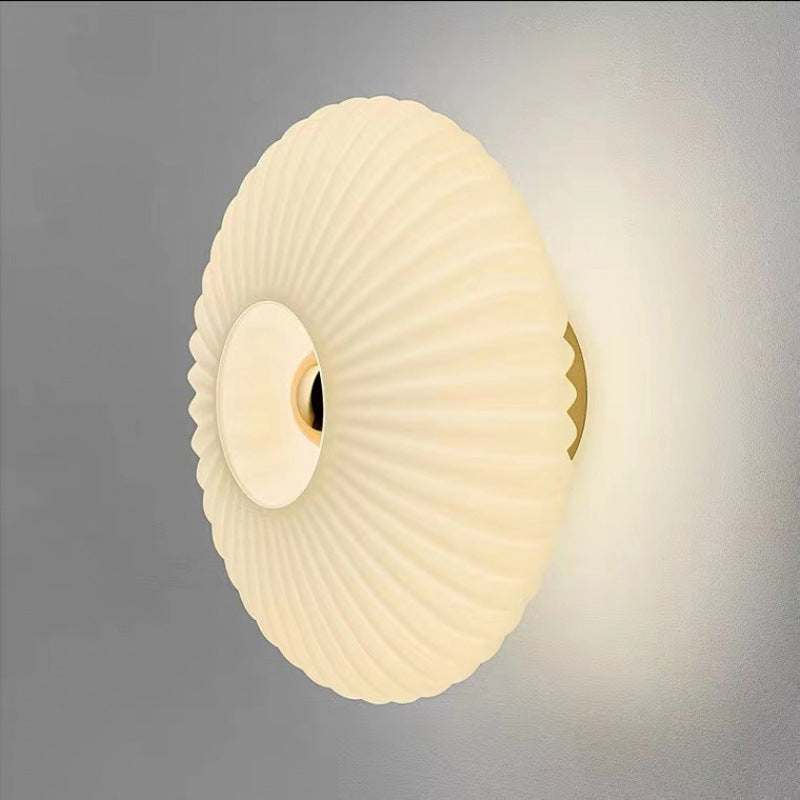 Nordic Vintage Striped Ripple Glass Disc Wall Light