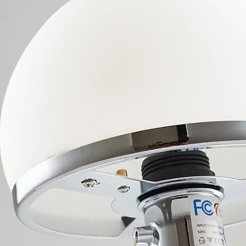 Bauhaus Frosted Glass Dome Chrome Table Lamp