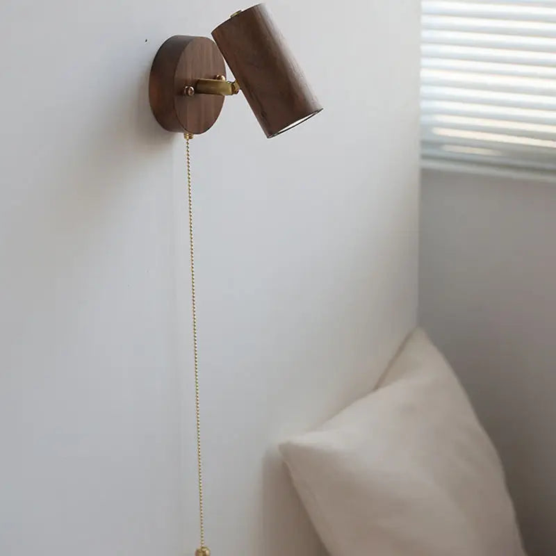 Retro Scandinavian Solid Walnut Rotatable Spotlight Wall Light