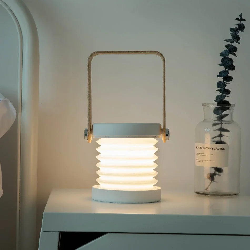 Foldable Wooden Handle Scandinavian Minimalist Rechargeable Portable Table Lamp