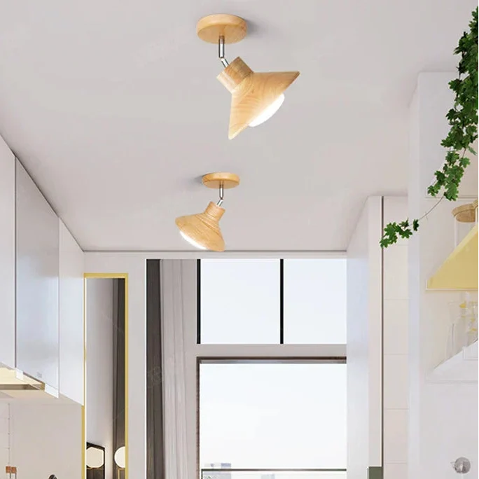 Natural Timber Cone Silhouette Scandinavian Minimalist Ceiling Light