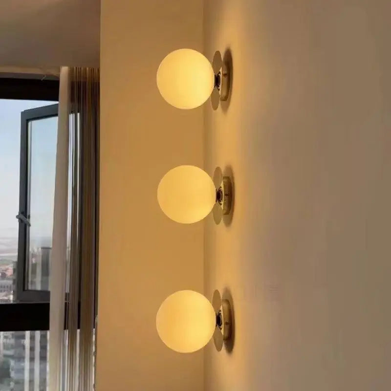 Nordic Opal Globe Glass Wrought Iron Wall Light
