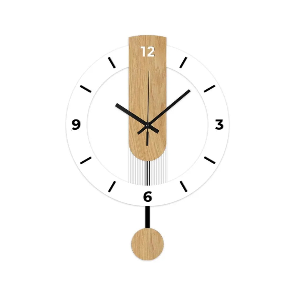 Minimalist Open Frame Acrylic Wood Pendulum Wall Clock