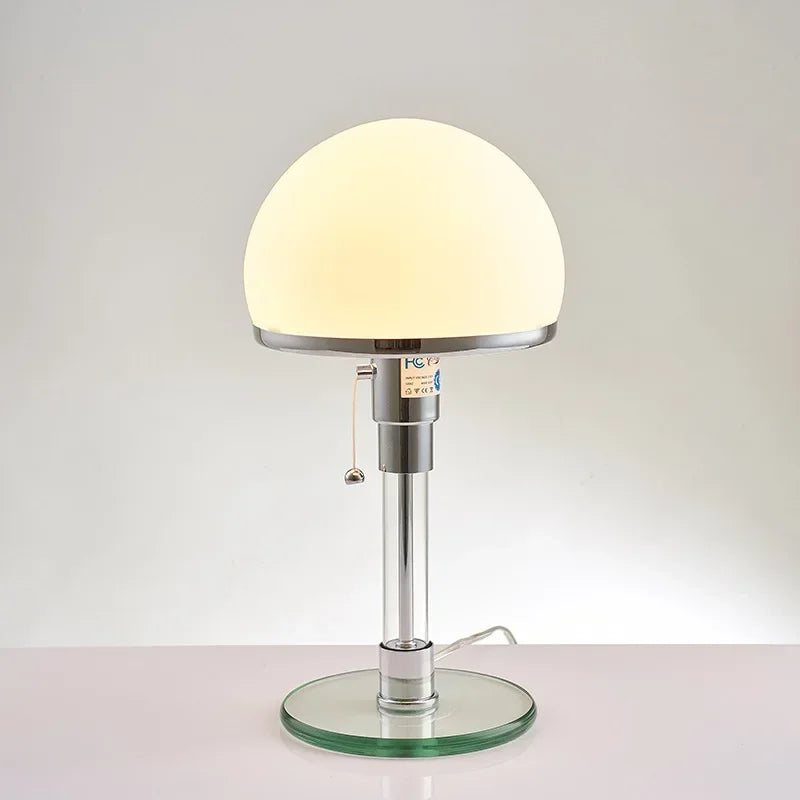 Bauhaus Frosted Glass Dome Chrome Table Lamp