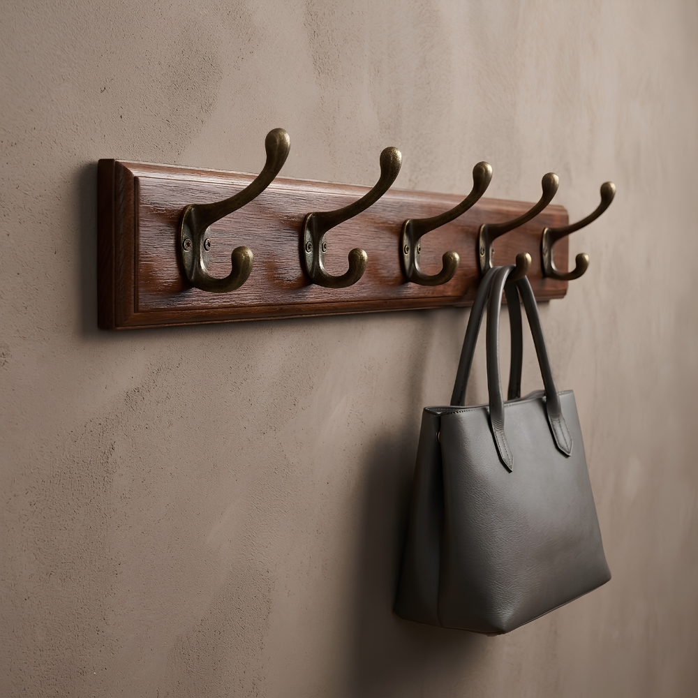 Sculptural Minimalist Organic Wooden Wall Mounted Coat Rack