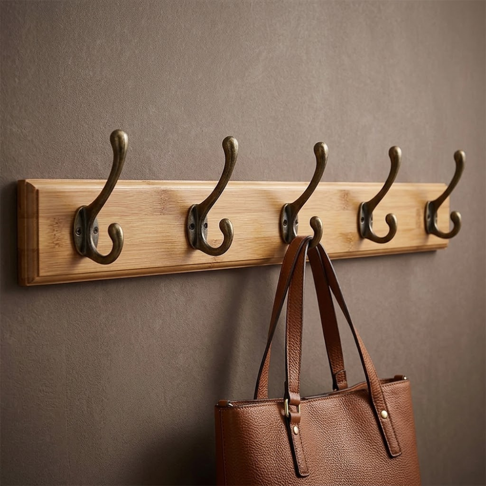 Sculptural Minimalist Organic Wooden Wall Mounted Coat Rack