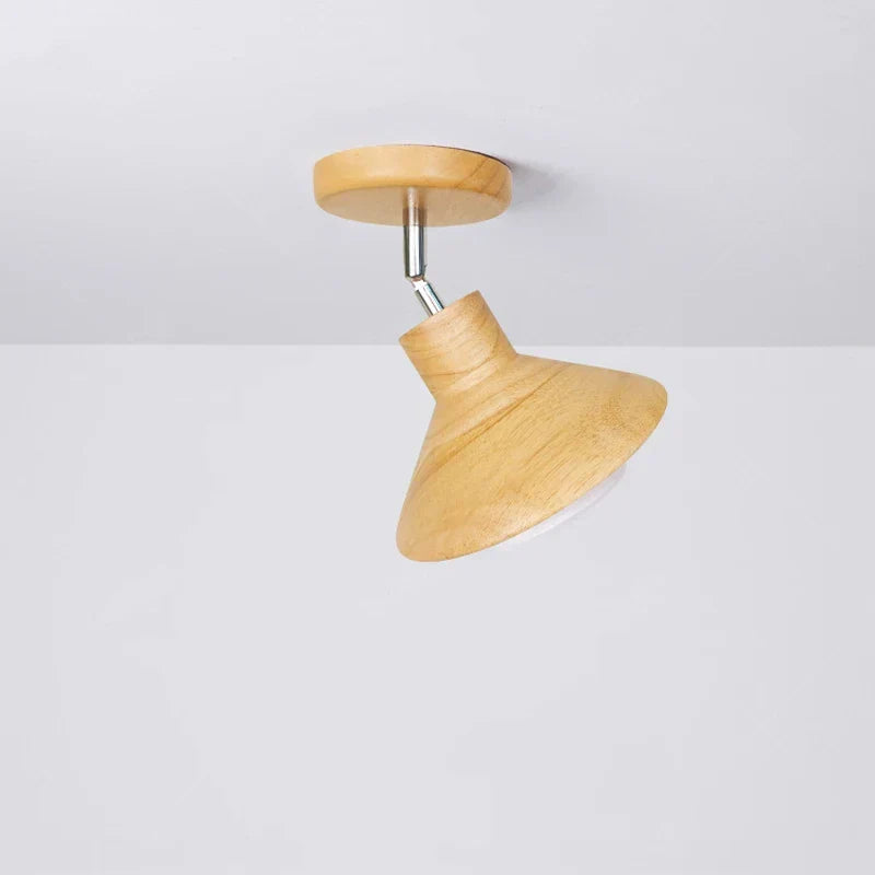Natural Timber Cone Silhouette Scandinavian Minimalist Ceiling Light