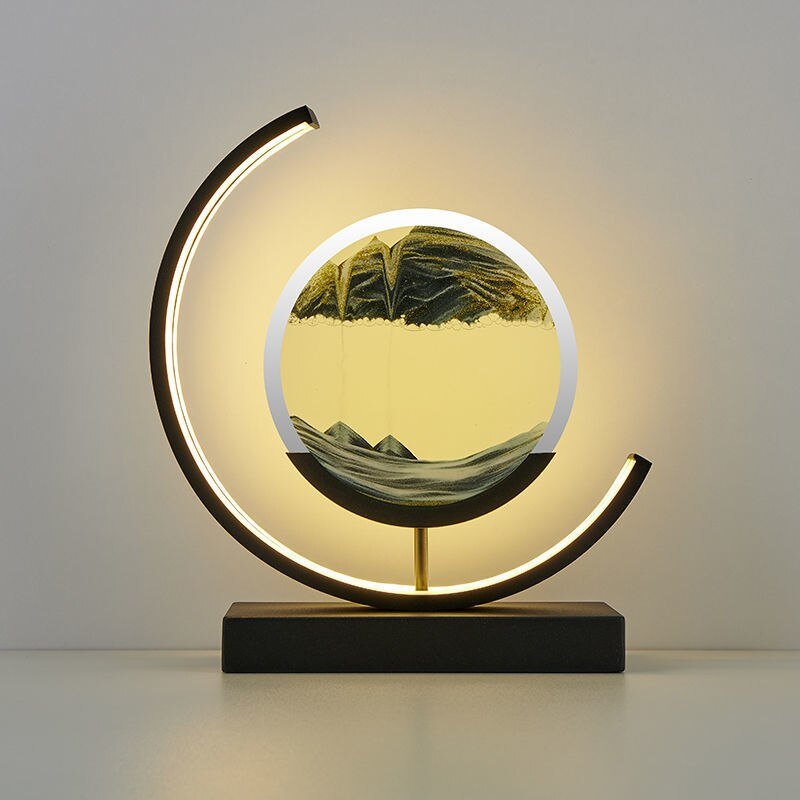 Rotating Sand Art Sculpture Table Lamp With Ambient Illumination