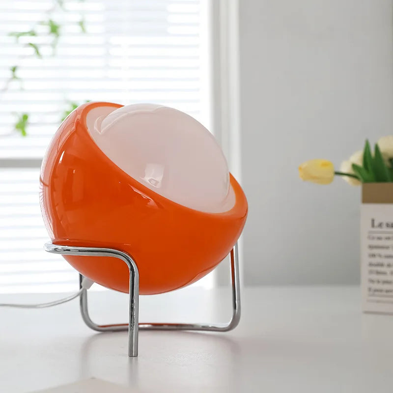 Bauhaus Sculptural Glass Table Lamp With Textured Steel Base