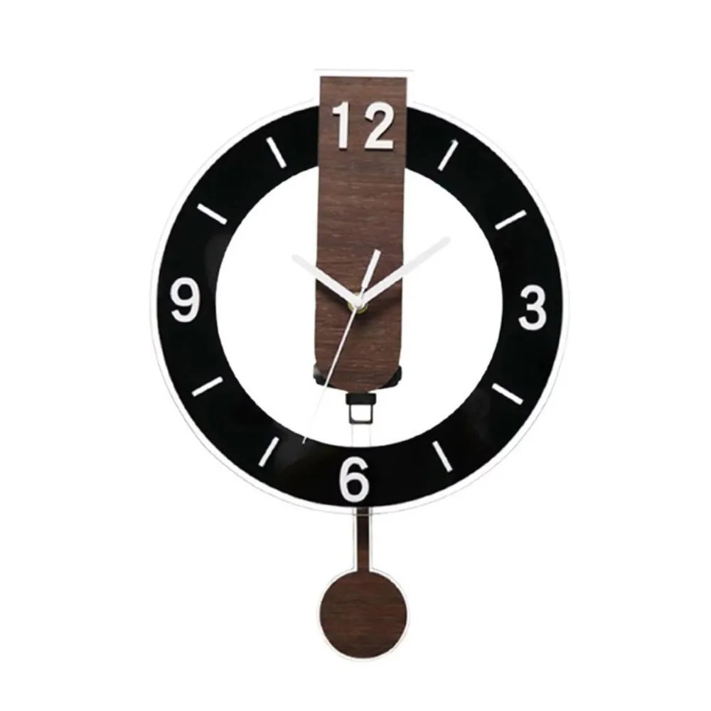 Minimalist Open Frame Acrylic Wood Pendulum Wall Clock