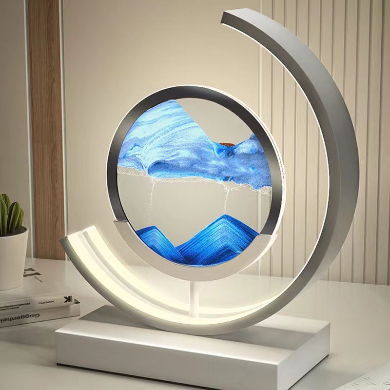 Rotating Sand Art Sculpture Table Lamp With Ambient Illumination