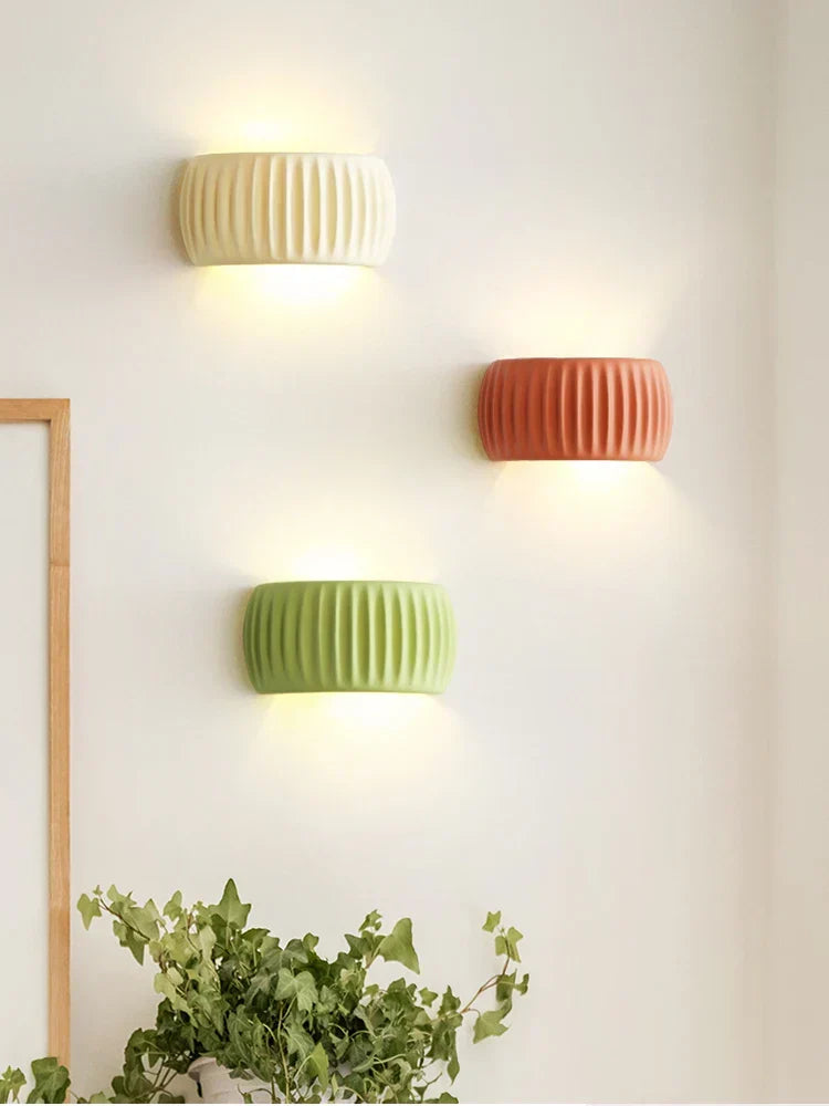Ribbed Resin Up Down French Modern Wall Light