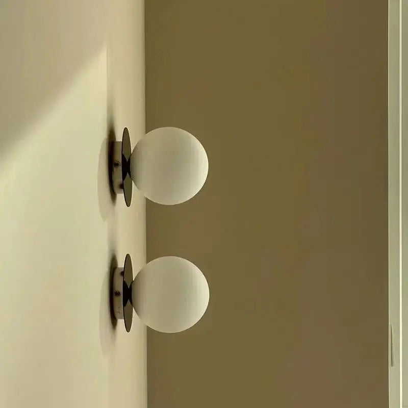 Nordic Opal Globe Glass Wrought Iron Wall Light