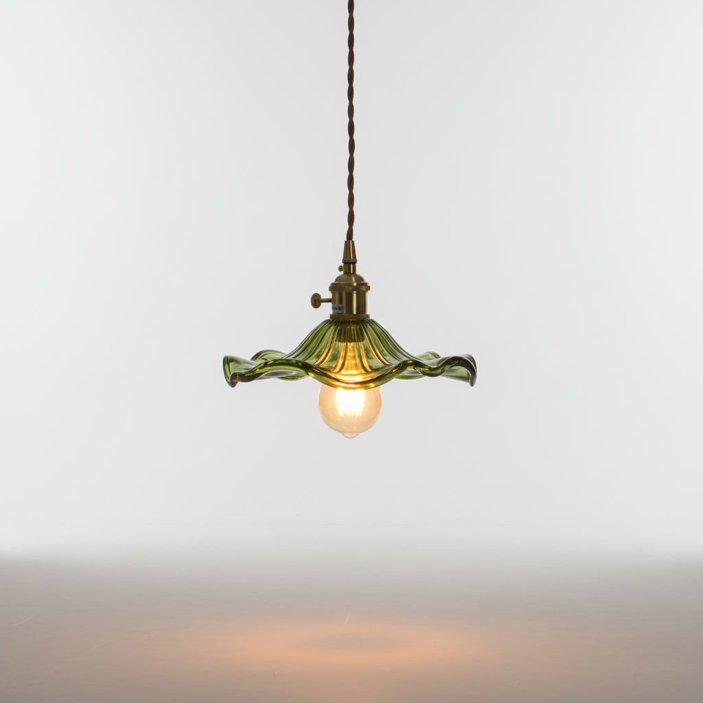 Scandinavian Minimalist Tinted Glass Copper Accent Pendant Light