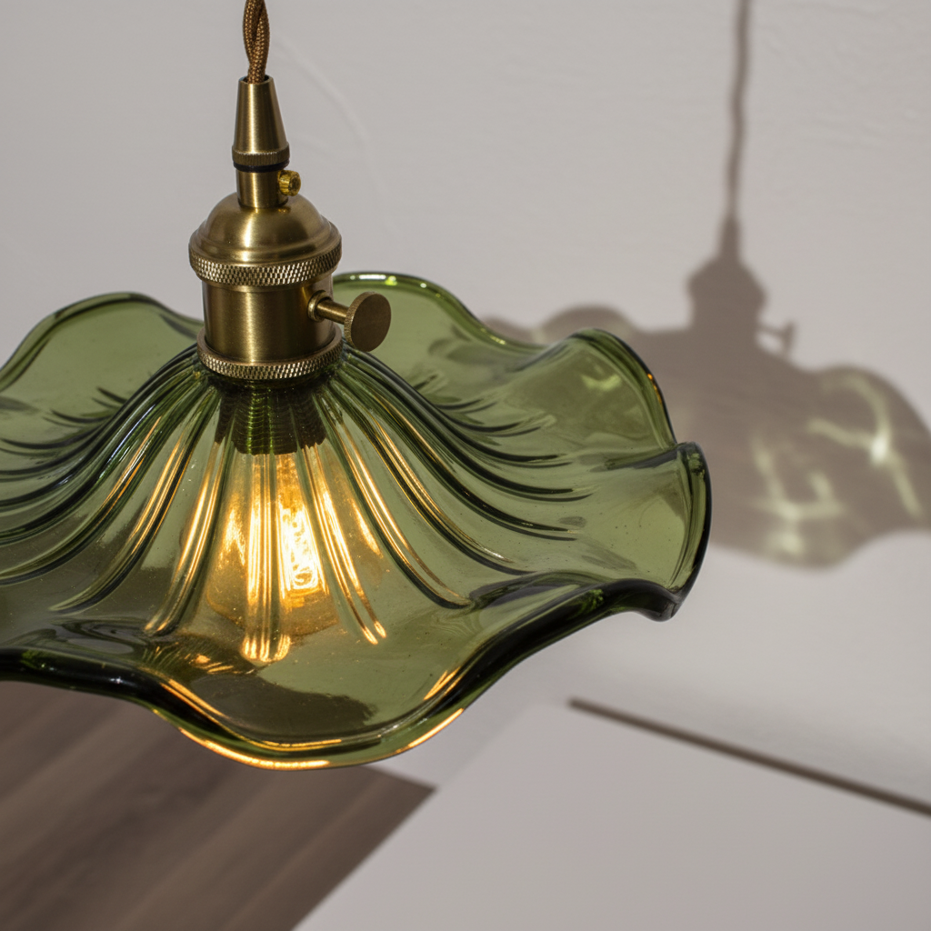 Scandinavian Minimalist Tinted Glass Copper Accent Pendant Light