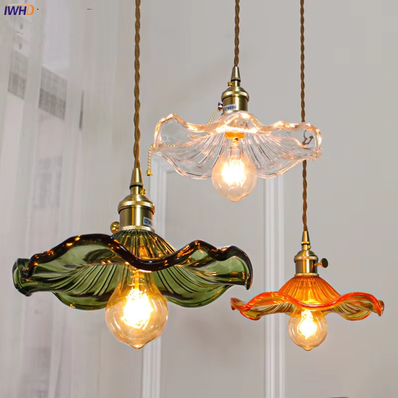 Scandinavian Minimalist Tinted Glass Copper Accent Pendant Light