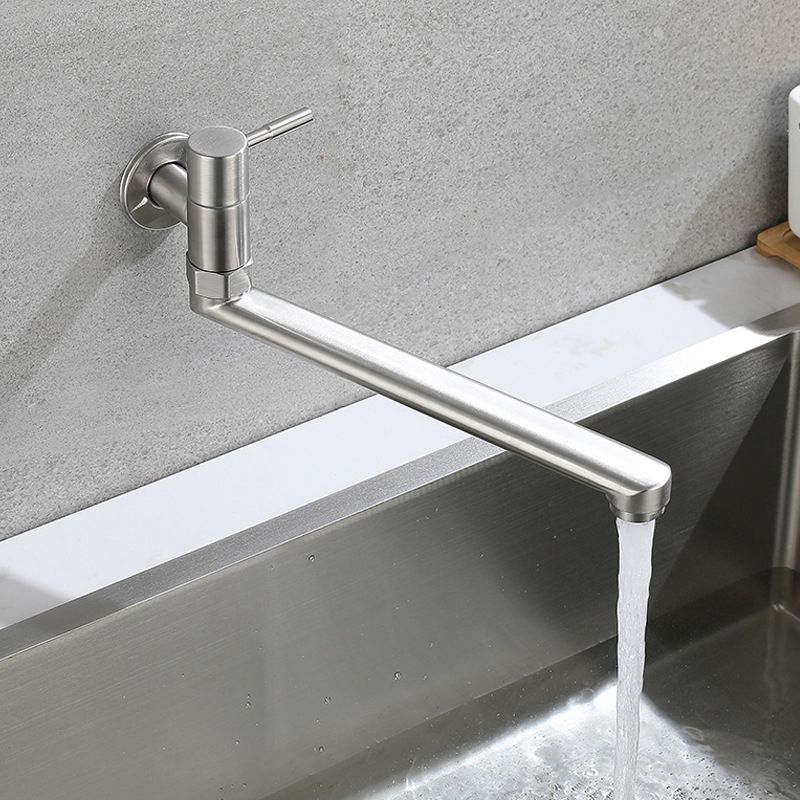 Low-Profile Swivel Spout Stainless Steel Wall Mounted Pot Filler Faucet