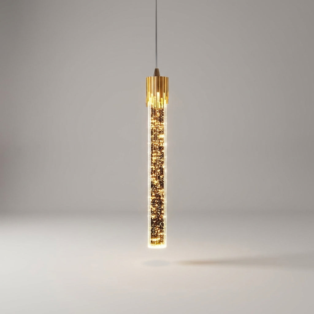 Slim Cylindrical Glass Shade Adjustable Cord Pendant Light