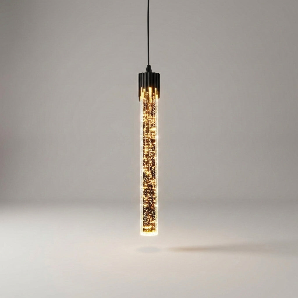 Slim Cylindrical Glass Shade Adjustable Cord Pendant Light