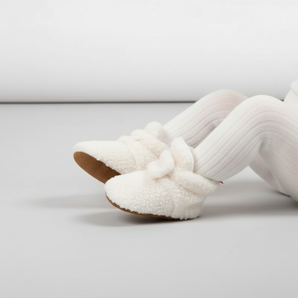 Soft Teddy Fabric Non-Slip Toddler Slipper Socks With Adjustable Ankle Band