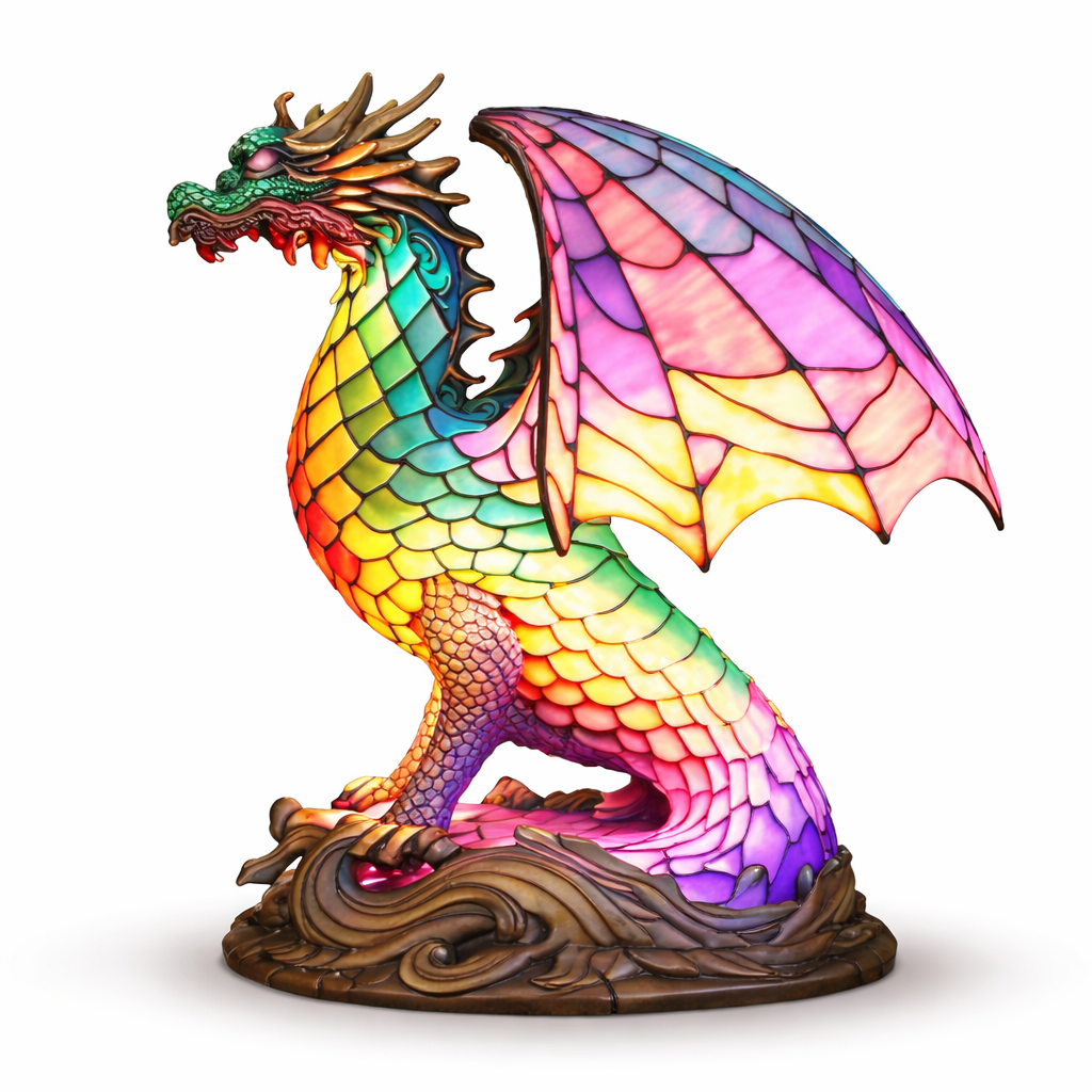 Stained Glass Style Animal Figurine Accent Table Lamp