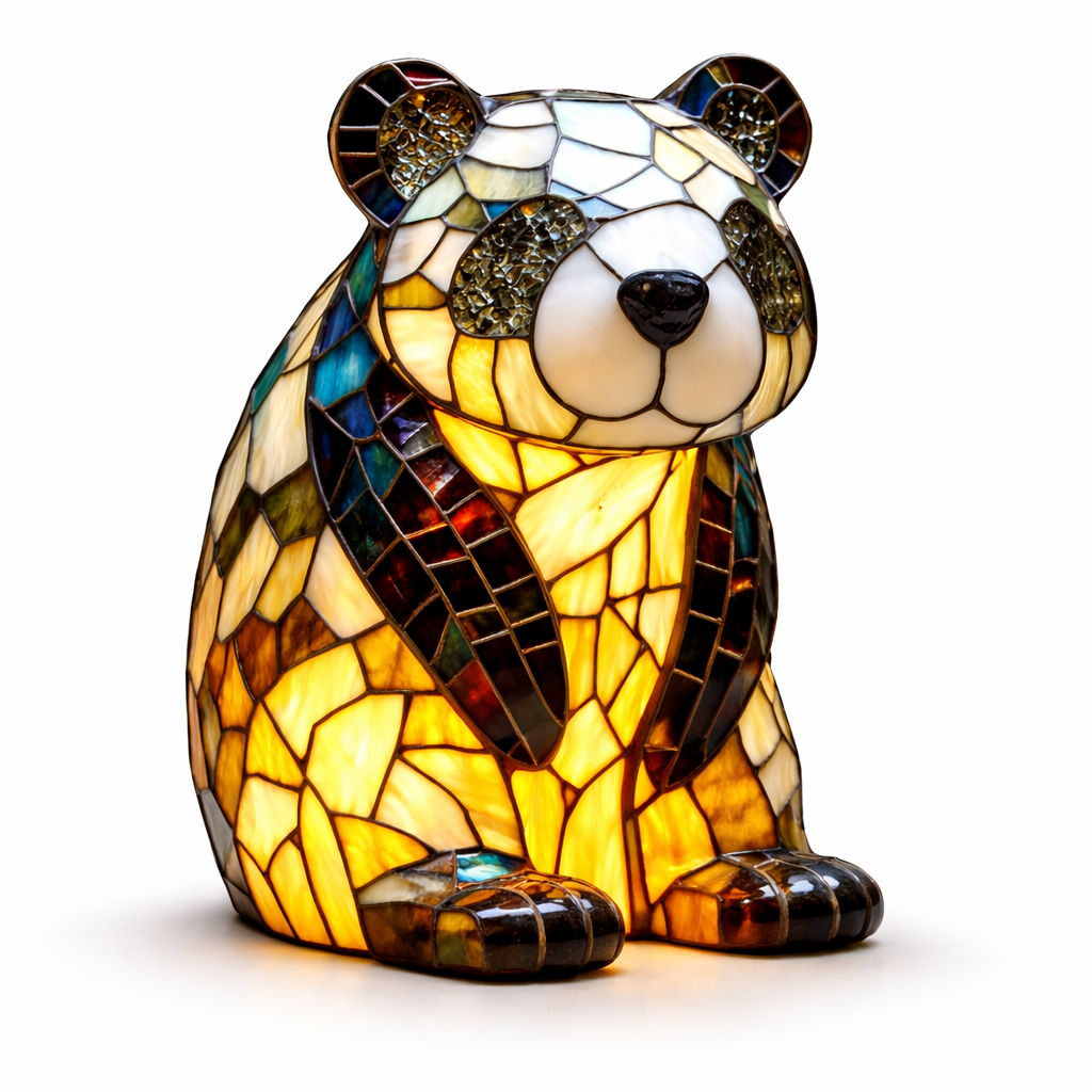 Stained Glass Style Animal Figurine Accent Table Lamp