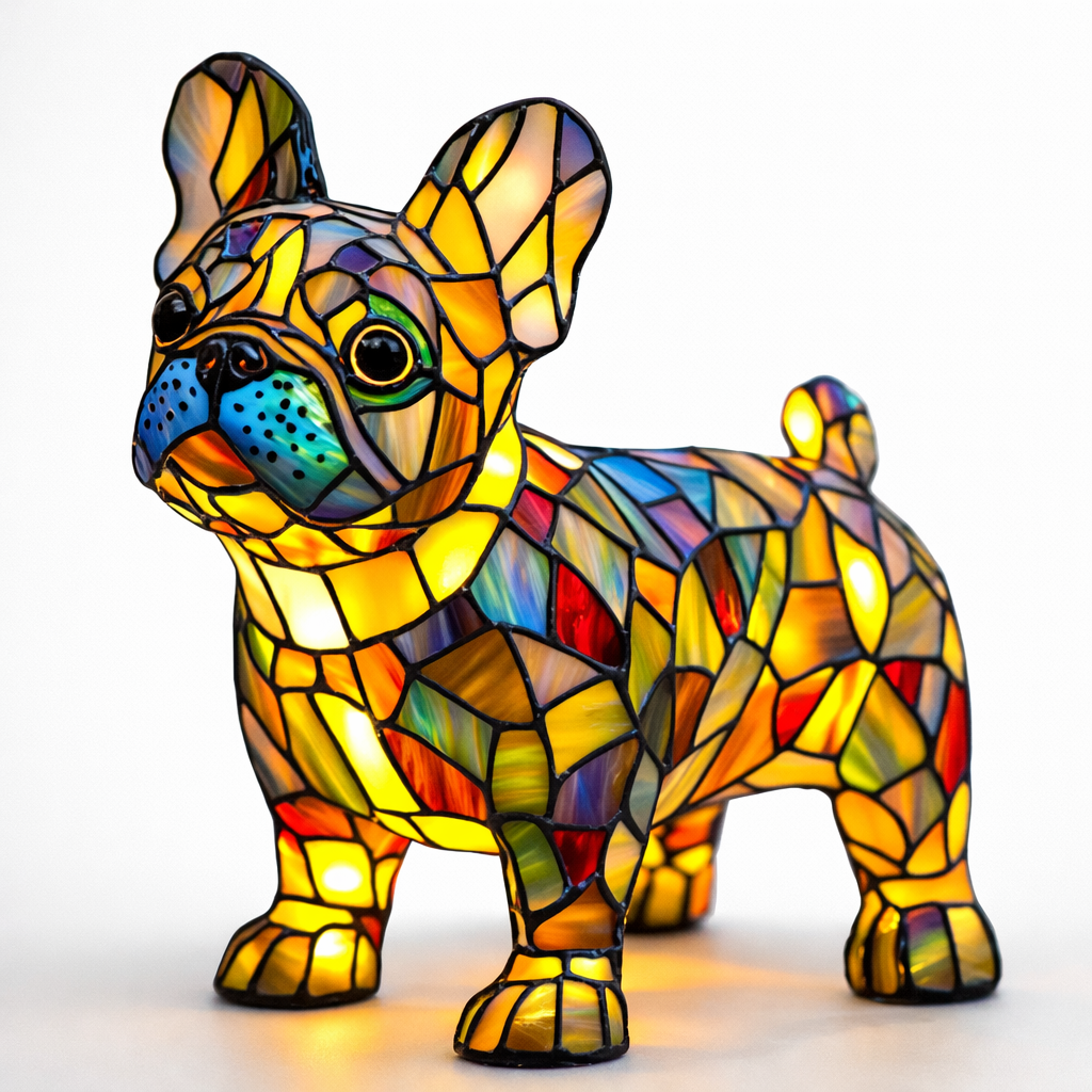 Stained Glass Dog Silhouette Decorative Animal Table Lamp