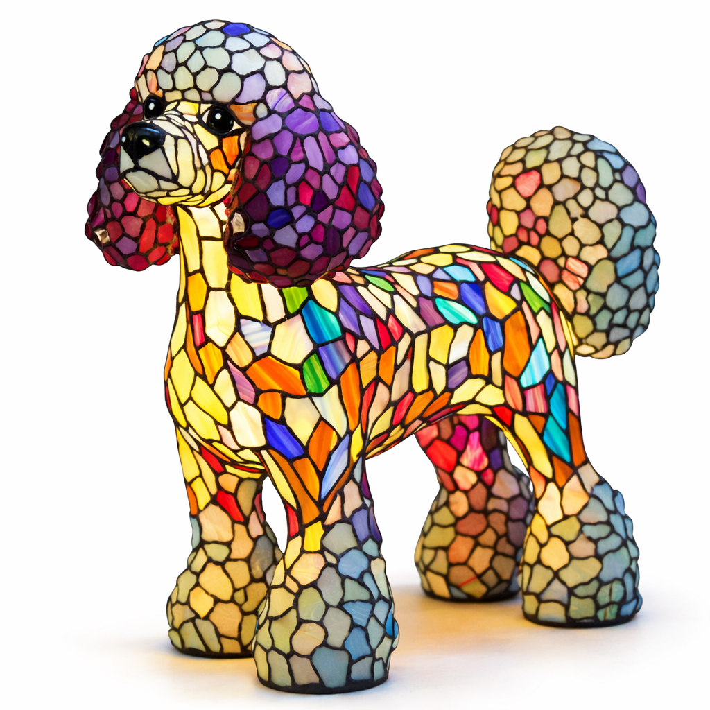 Stained Glass Dog Silhouette Decorative Animal Table Lamp