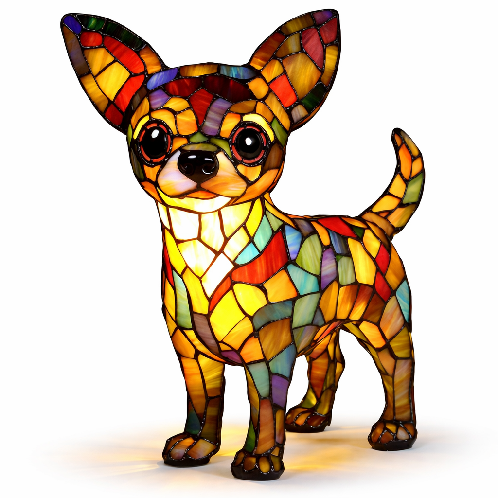 Stained Glass Dog Silhouette Decorative Animal Table Lamp