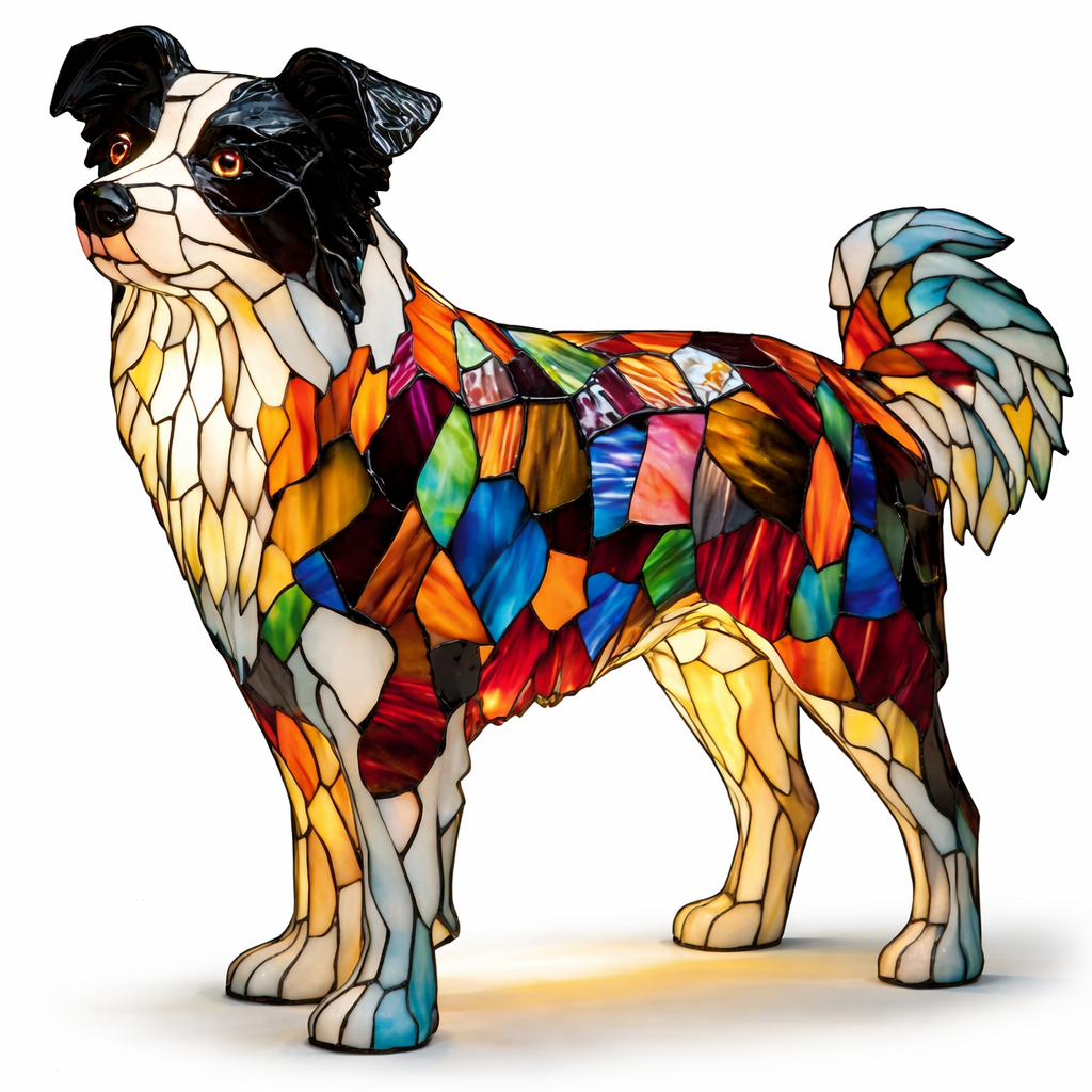Stained Glass Dog Silhouette Decorative Animal Table Lamp