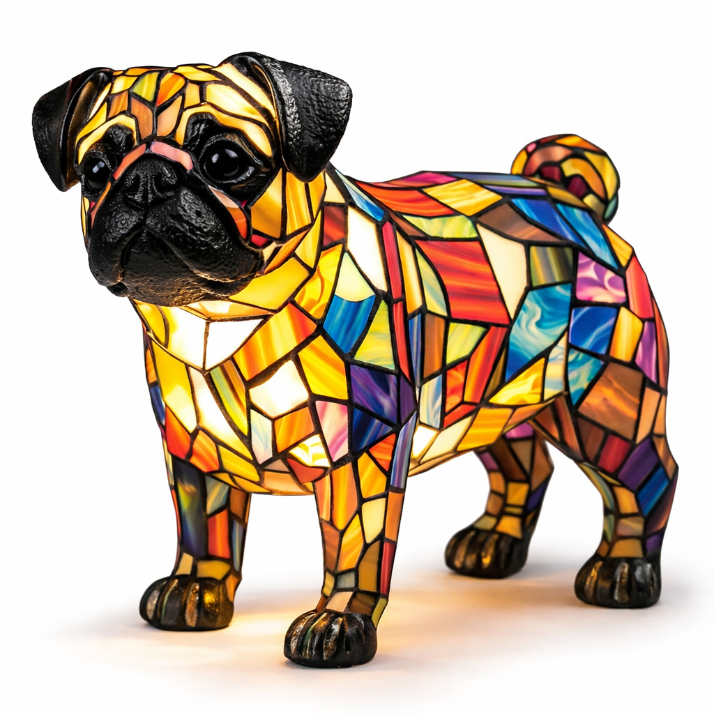 Stained Glass Dog Silhouette Decorative Animal Table Lamp