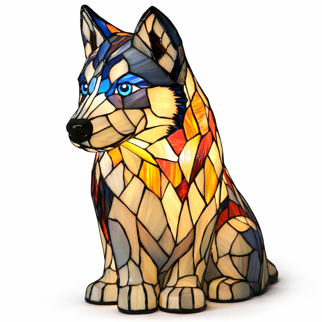 Stained Glass Dog Silhouette Decorative Animal Table Lamp