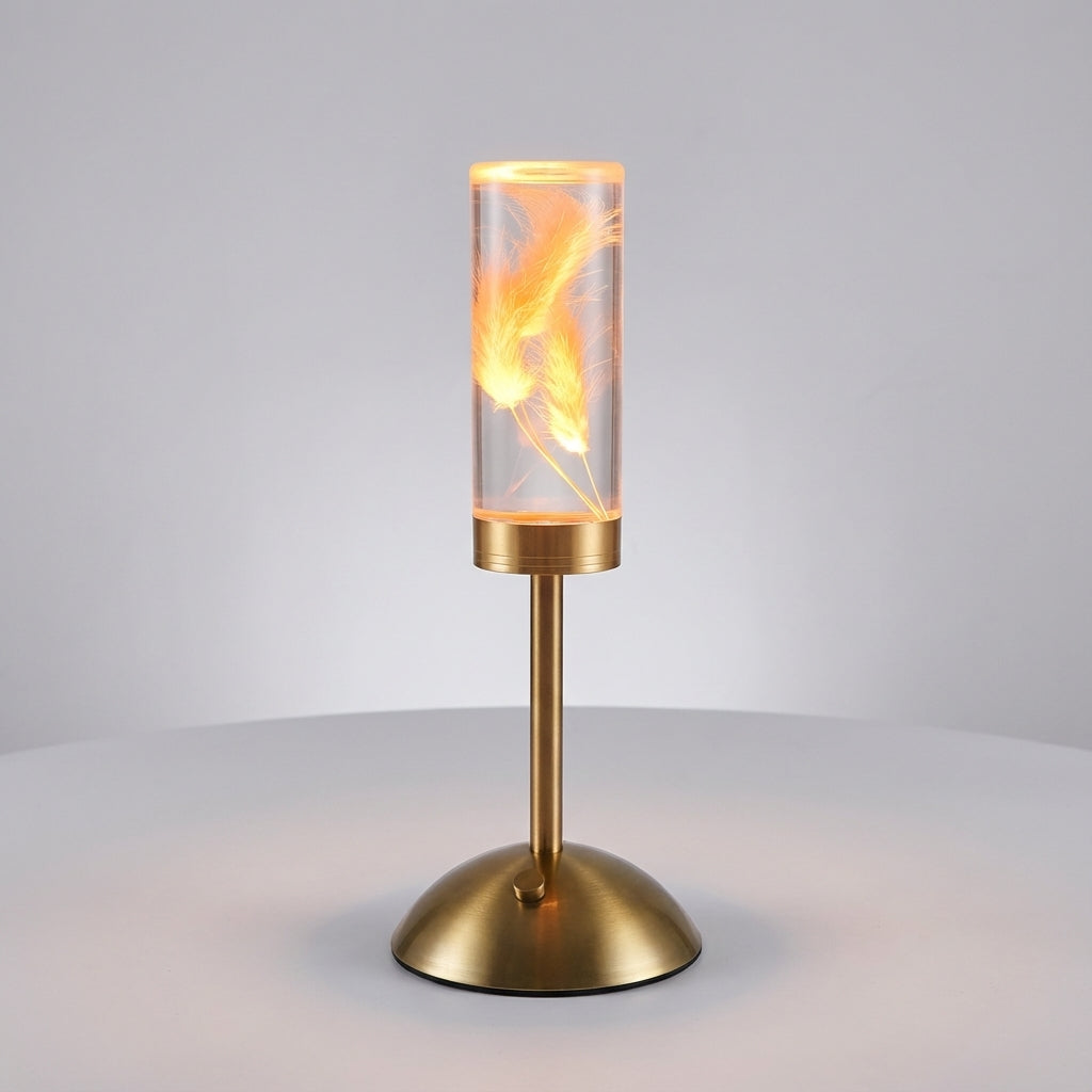 Sculptural Floral Column Cordless Touch Control Table Lamp