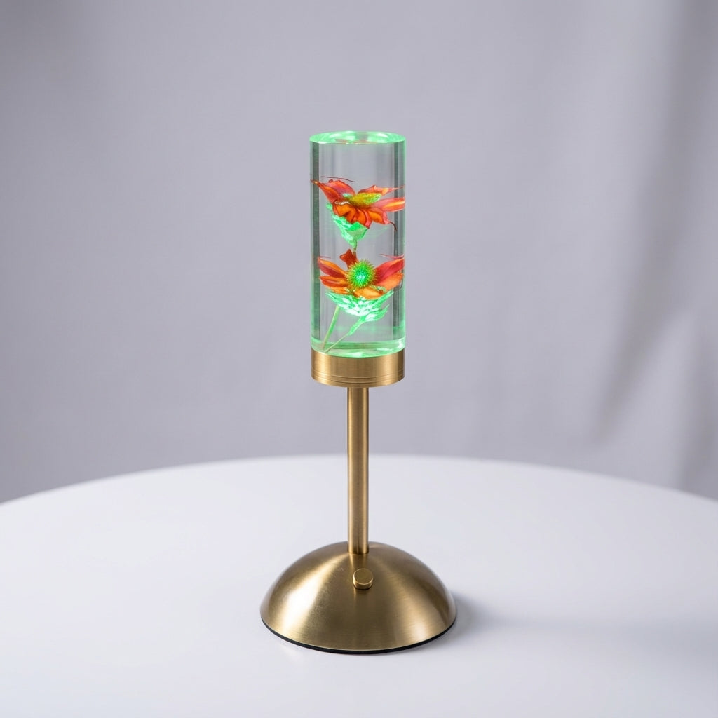 Sculptural Floral Column Cordless Touch Control Table Lamp