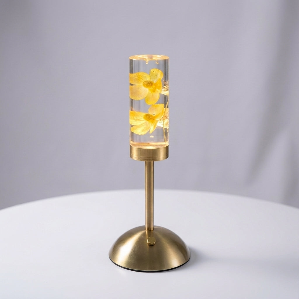 Sculptural Floral Column Cordless Touch Control Table Lamp