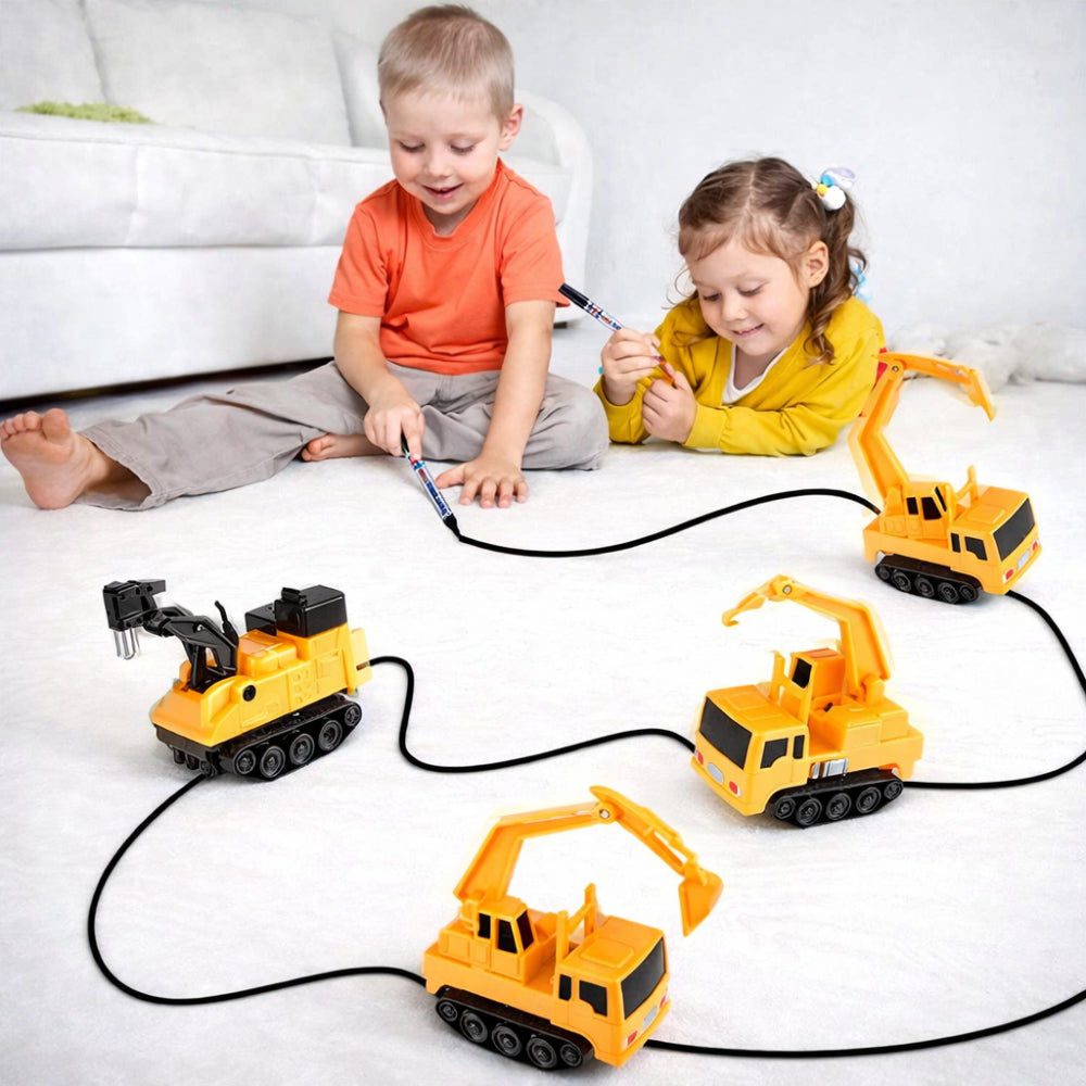Compact Interactive Pen Guided Track Drawing Toy Car Set
