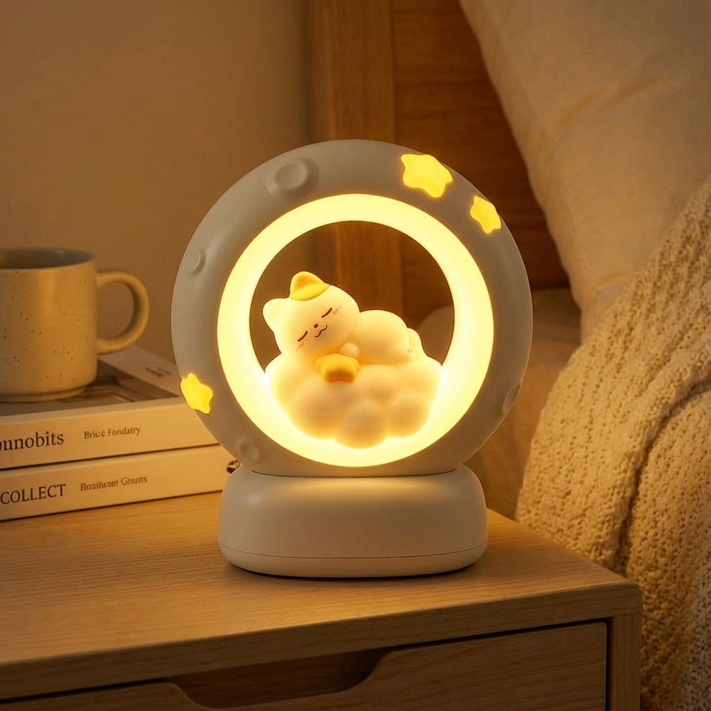 Cute Cat Shaped Dimmable Rechargeable Bedside Night Table Lamp
