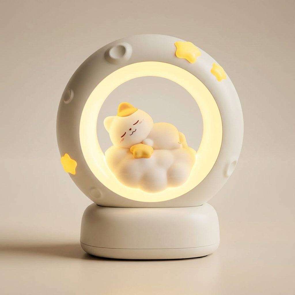 Cute Cat Shaped Dimmable Rechargeable Bedside Night Table Lamp