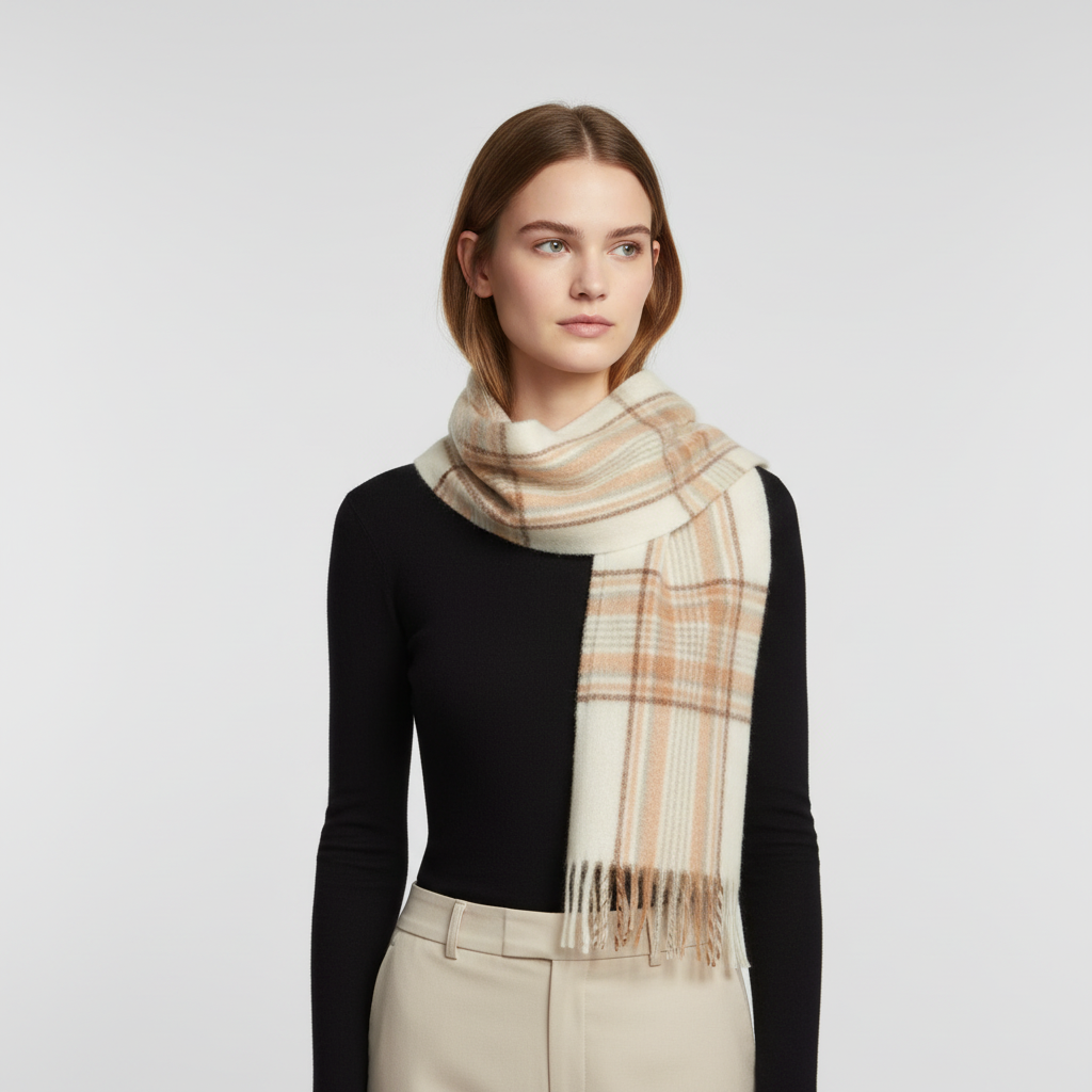 Classic Check Pattern Soft Fluffy Winter Scarf