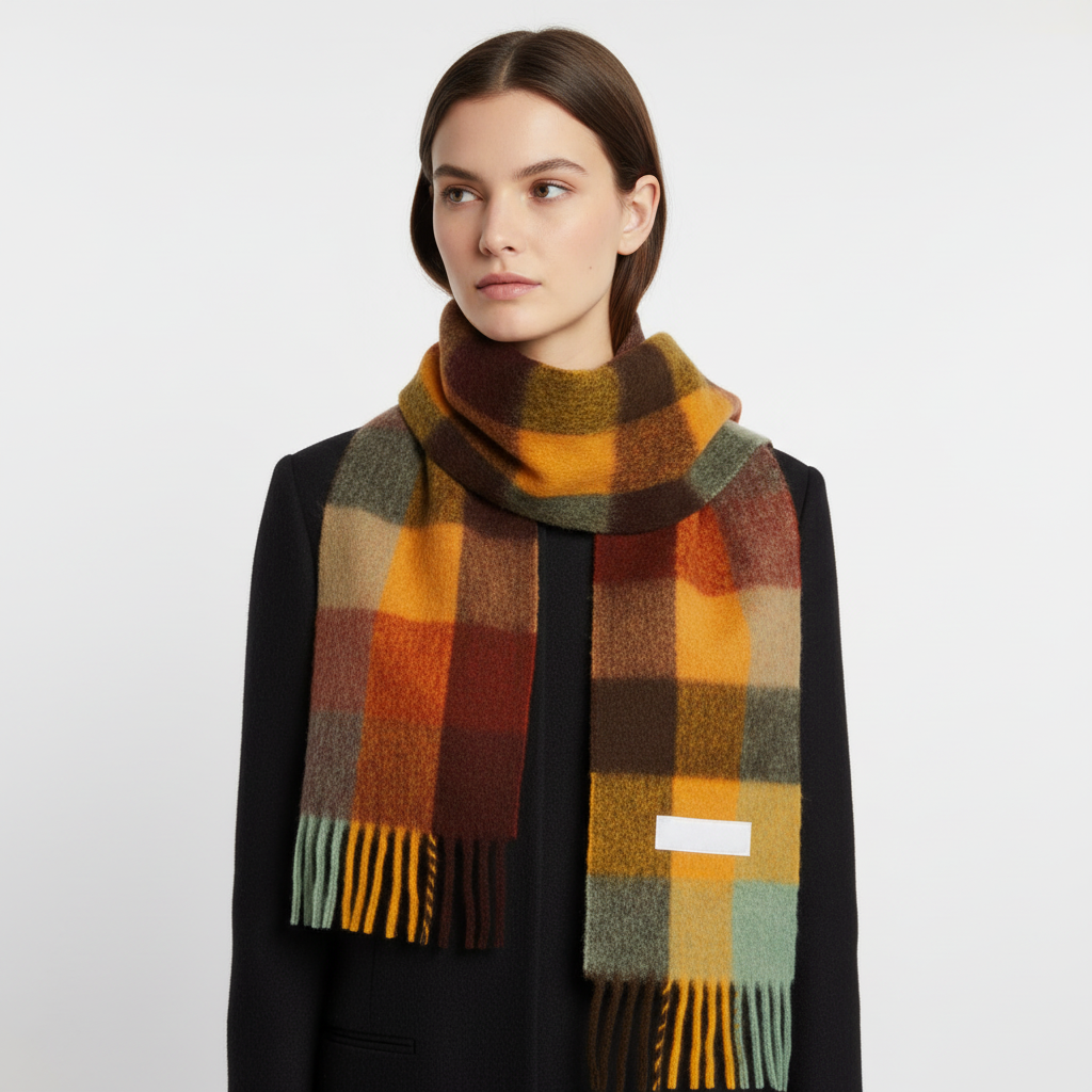 Classic Check Pattern Soft Fluffy Winter Scarf
