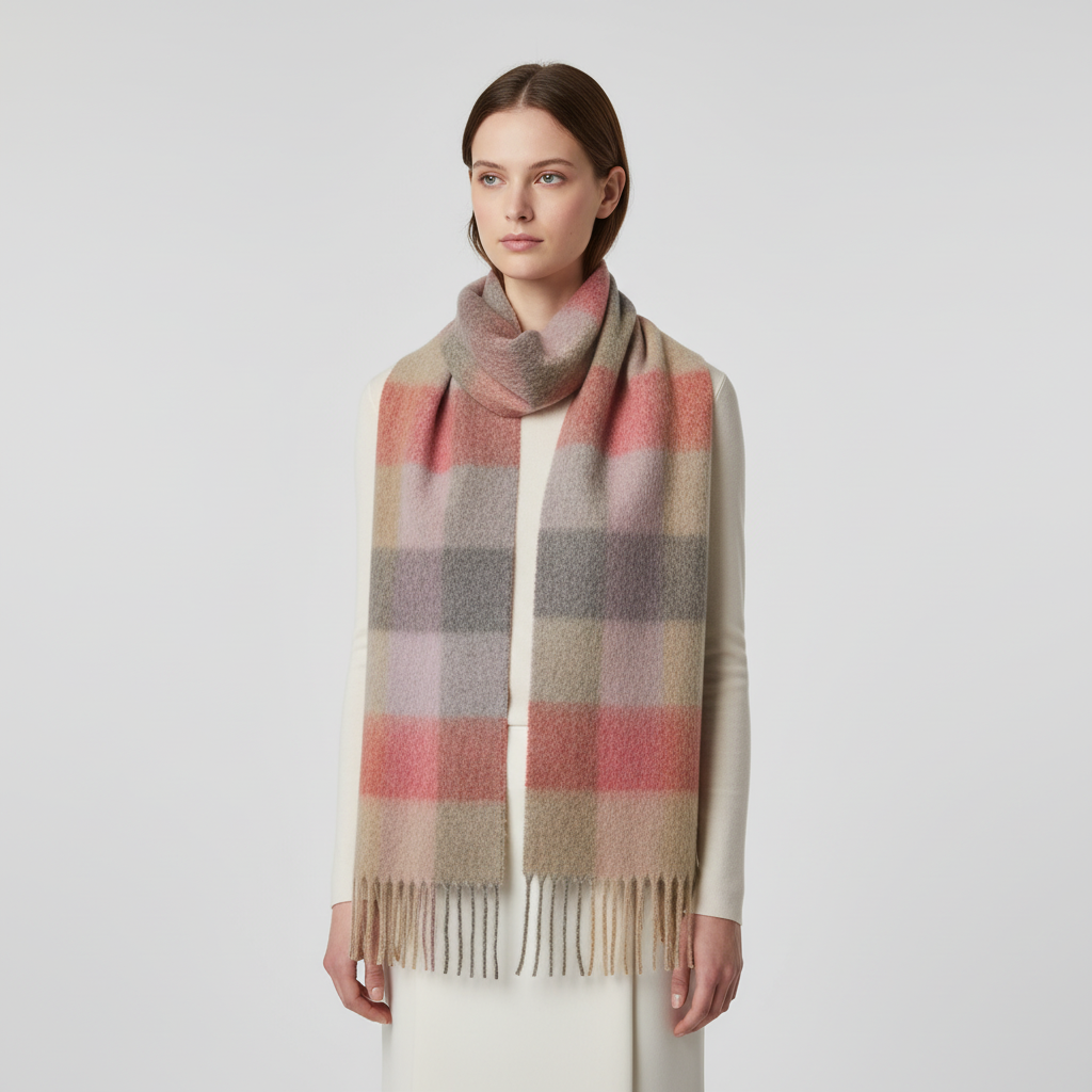 Classic Check Pattern Soft Fluffy Winter Scarf
