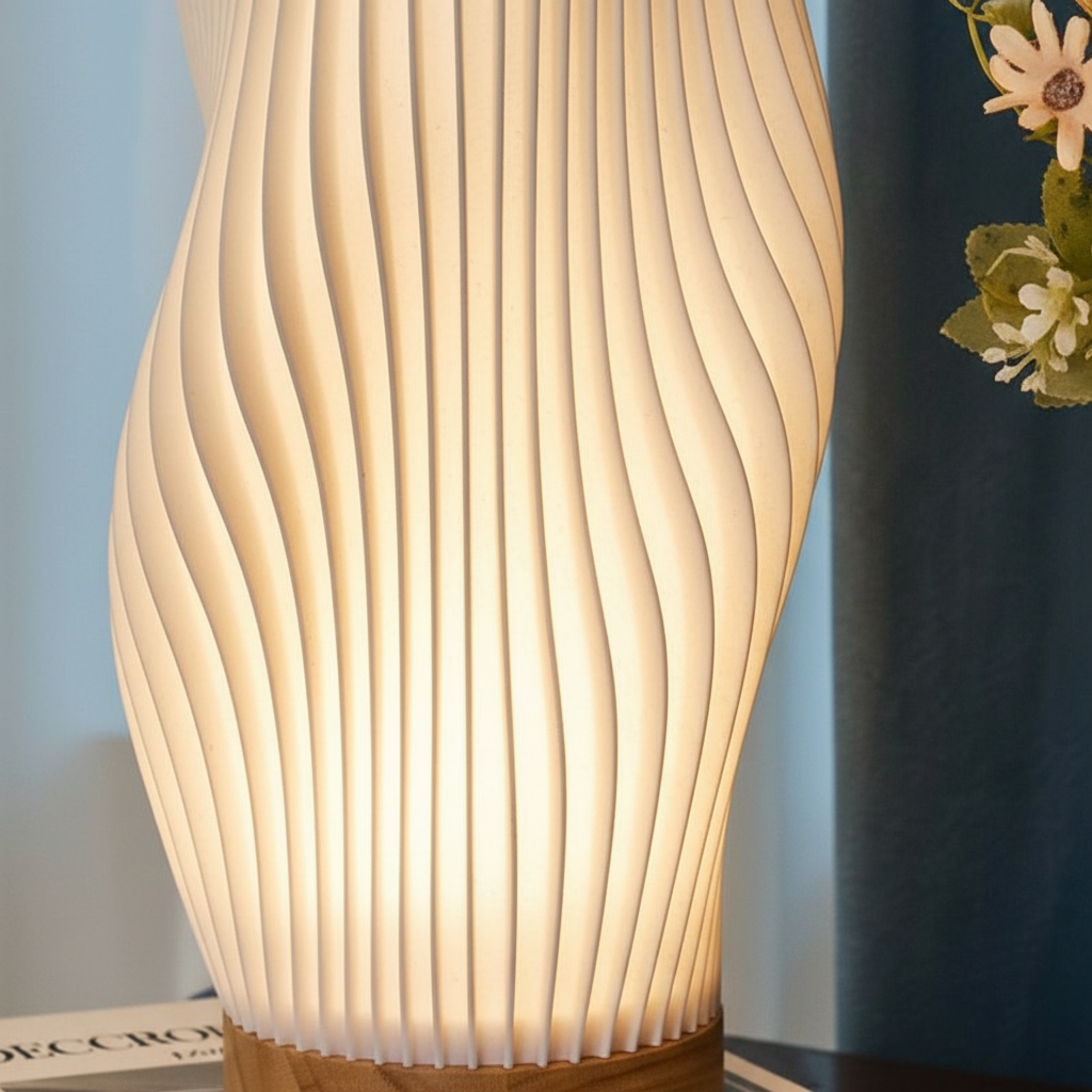 Wavy Sculptural Ripple Form Adjustable Dimmable Usb Table Lamp