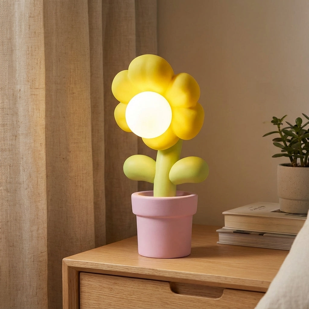 Sculpted Flower Silhouette Resin Bedside Table Lamp