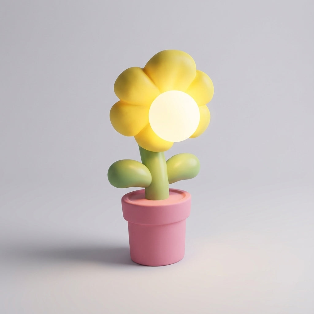 Sculpted Flower Silhouette Resin Bedside Table Lamp