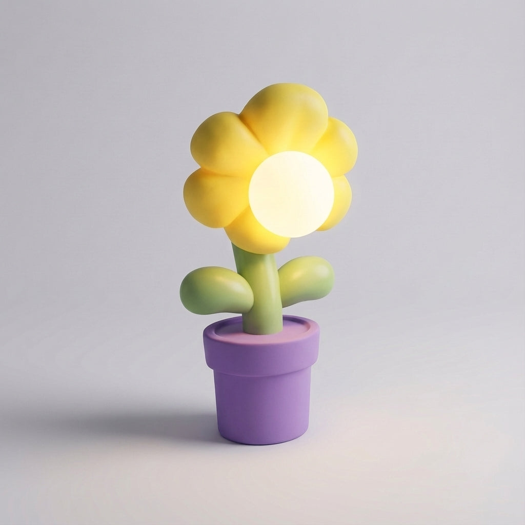 Sculpted Flower Silhouette Resin Bedside Table Lamp