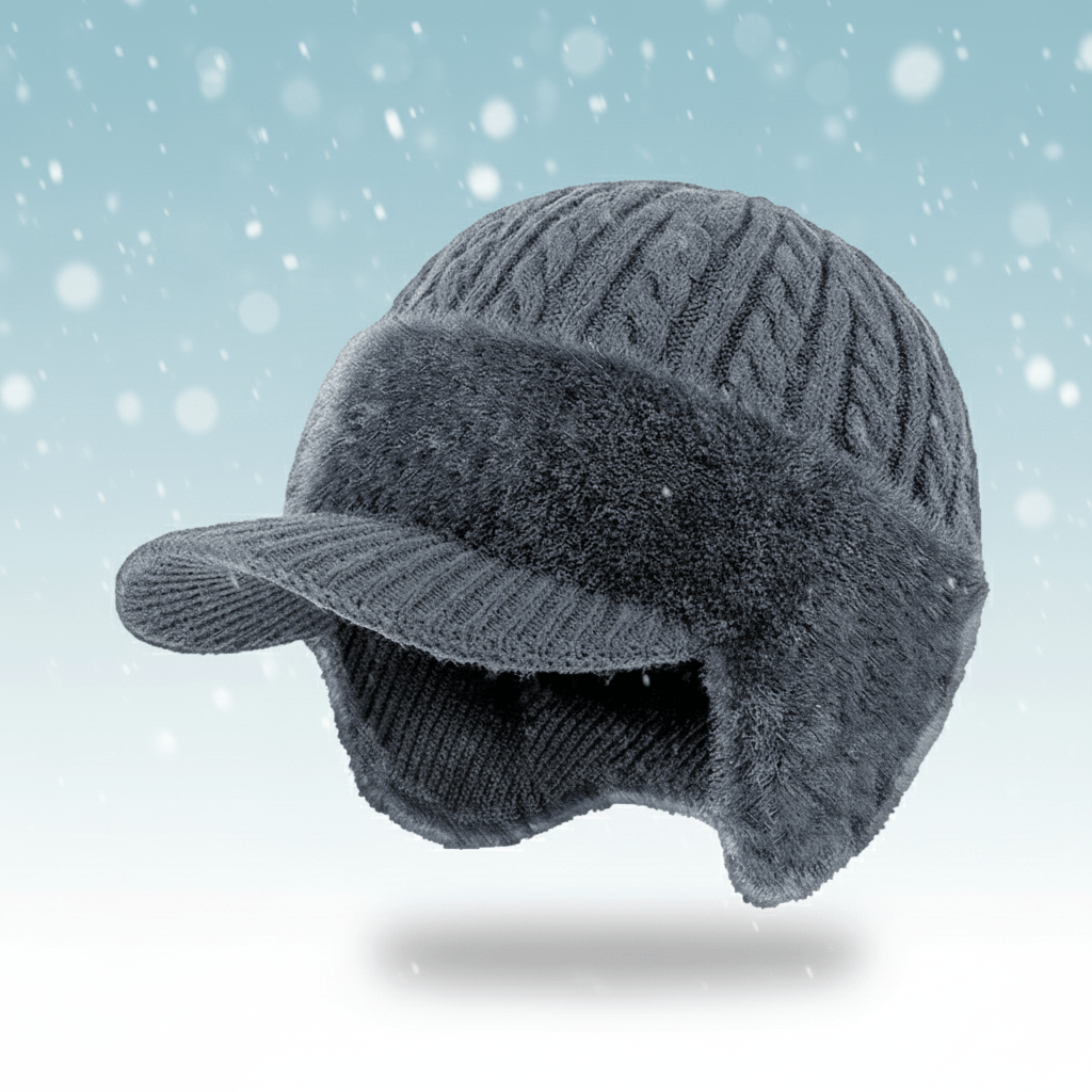 Windproof Cable Knit Peaked Trapper Ear Warmer Hat