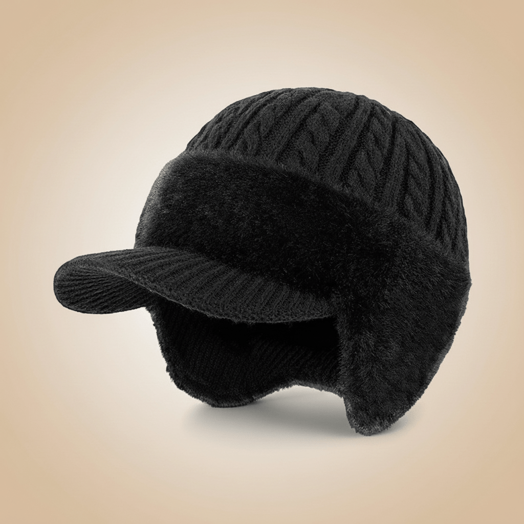 Windproof Cable Knit Peaked Trapper Ear Warmer Hat