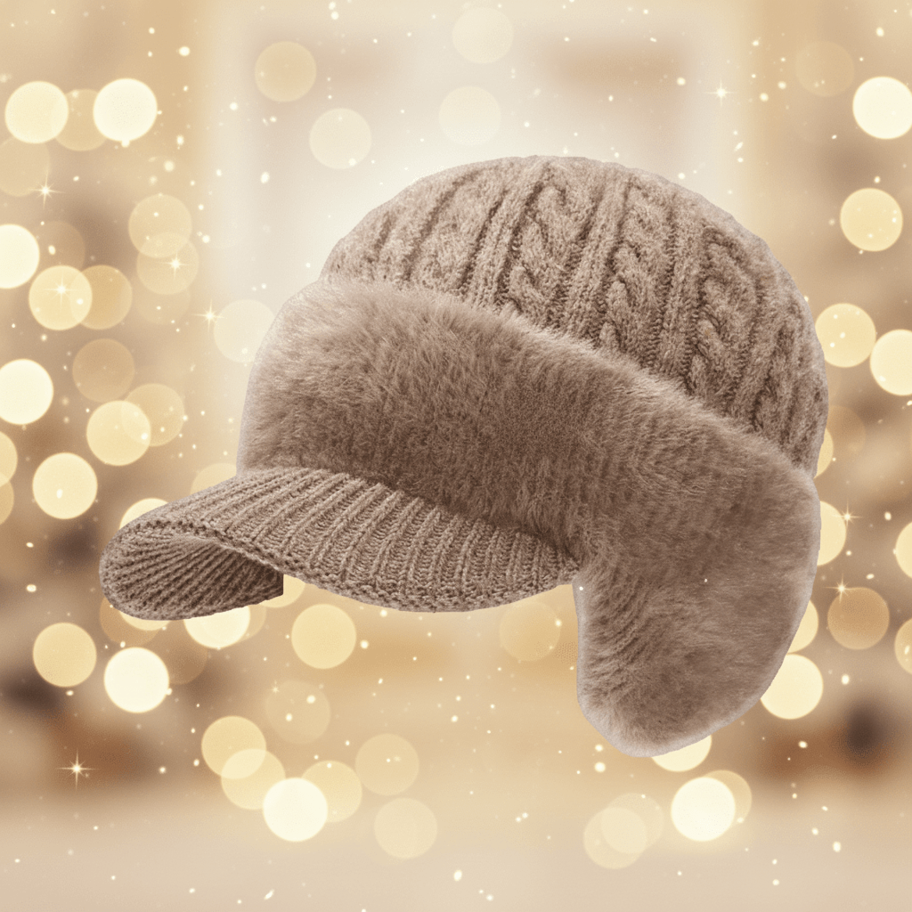 Windproof Cable Knit Peaked Trapper Ear Warmer Hat