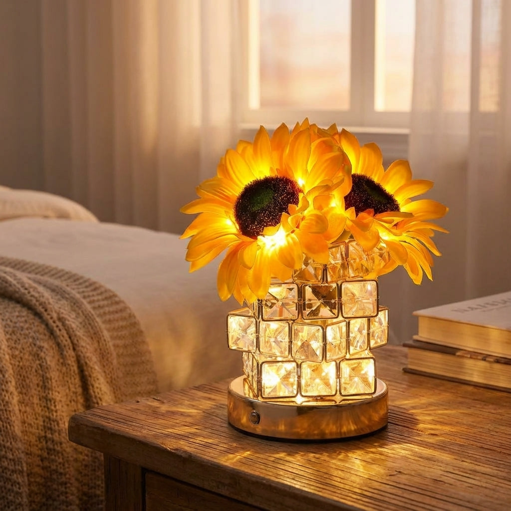 Crystal Prism Glow Metal Cordless Rechargeable Touch Table Lamp
