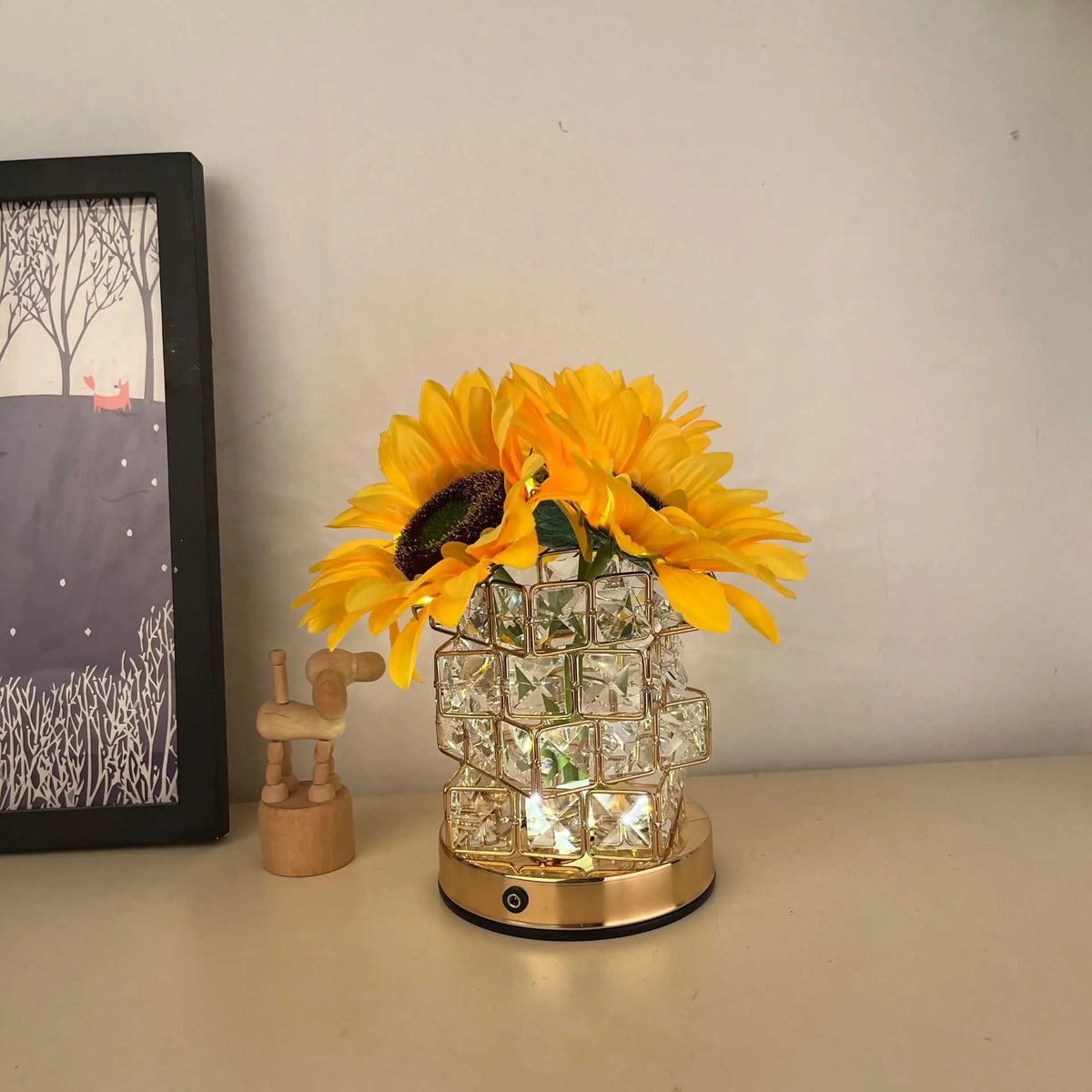 Crystal Prism Glow Metal Cordless Rechargeable Touch Table Lamp